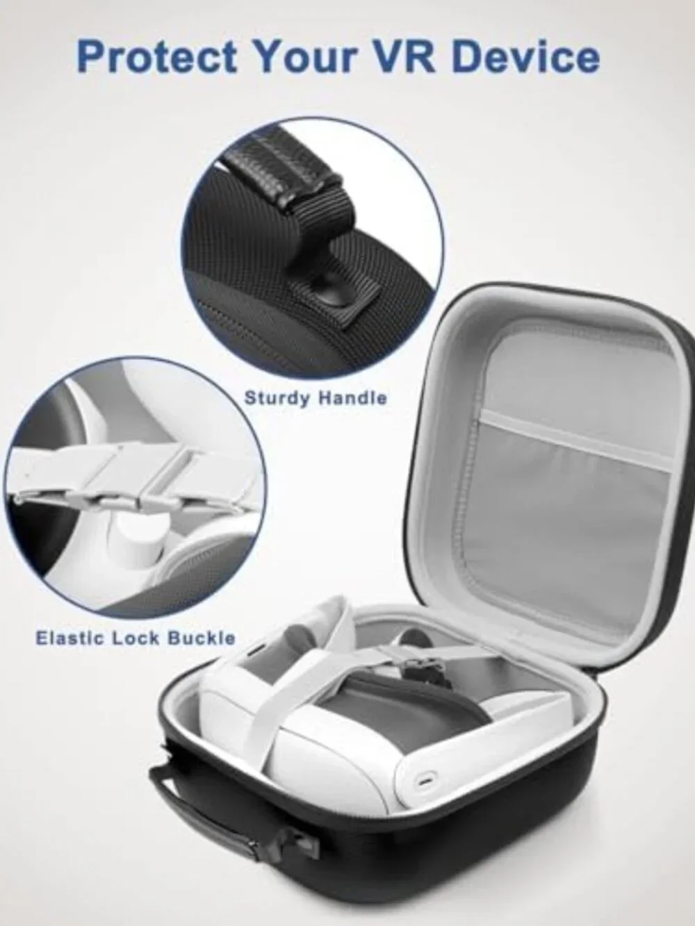 Durable Hard Carrying Case for Meta Quest 3, Quest 2 & Vision Pro - Travel